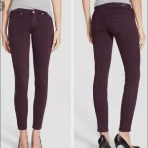 Paige Pinot Noir Coated Verdugo Ankle Skinny Jeans Wine Size 26 NWT